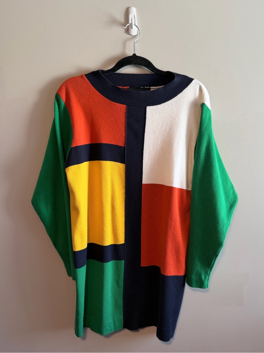 Vintage 80s/90s Colorblock Sweater Tunic / Sweater Dress